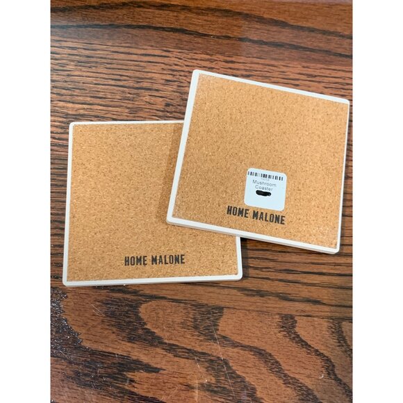 Set Of 2 Mushroom Ceramic Coasters Cork Backing 4 3/16” Decor Protection Retro - Picture 2 of 3